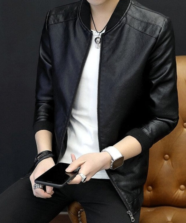 Męska kurtka przejściowa klasyczna z eko skóry