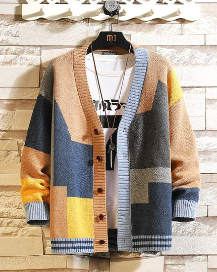 Męski sweter typu kardigan wielokolorowy