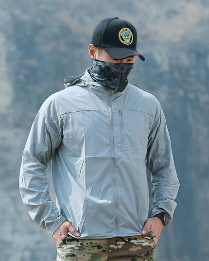 Męska kurtka przejściowa wiatrówka z kapturem