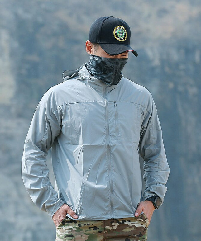 Męska kurtka przejściowa wiatrówka z kapturem