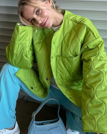 Damska kurtka zimowa pikowana z kieszonką