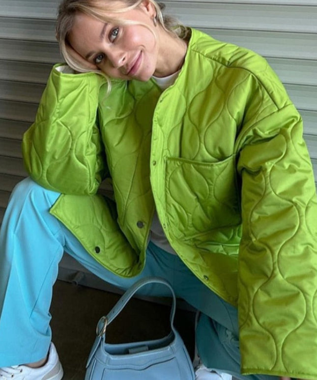 Damska kurtka zimowa pikowana z kieszonką