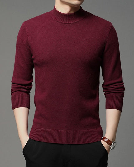 Męski sweter z półgolfem z gładkiej tkaniny