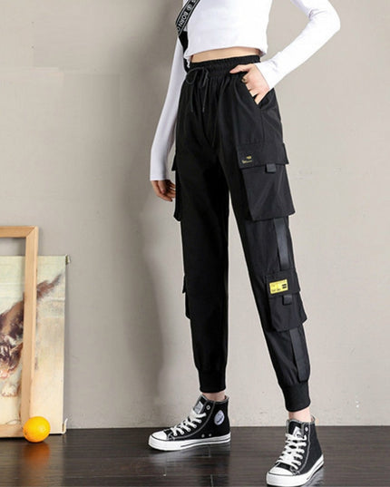 Damskie spodnie cargo z lamówką