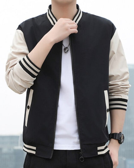 Męska kurtka przejściowa bomberka sportowa z kontrastowymi rękawami