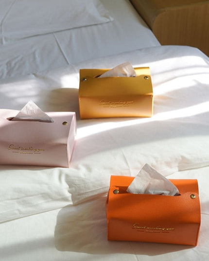 Pudełko na chusteczki skórzane w jasnych kolorach