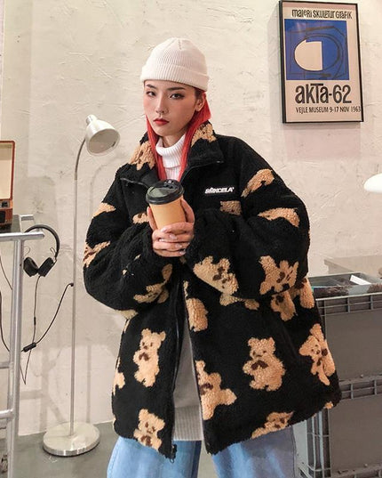 Damska kurtka zimowa dwustronna w misie