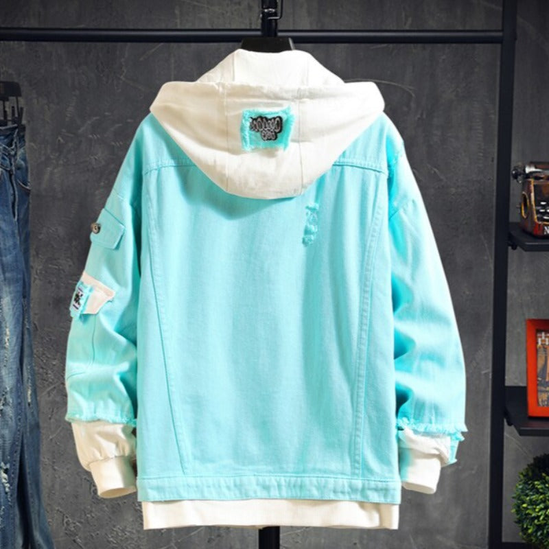 Męska kurtka jeansowa oversize z kapturem