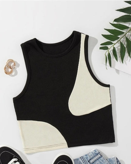 Damski top crop dwukolorowy