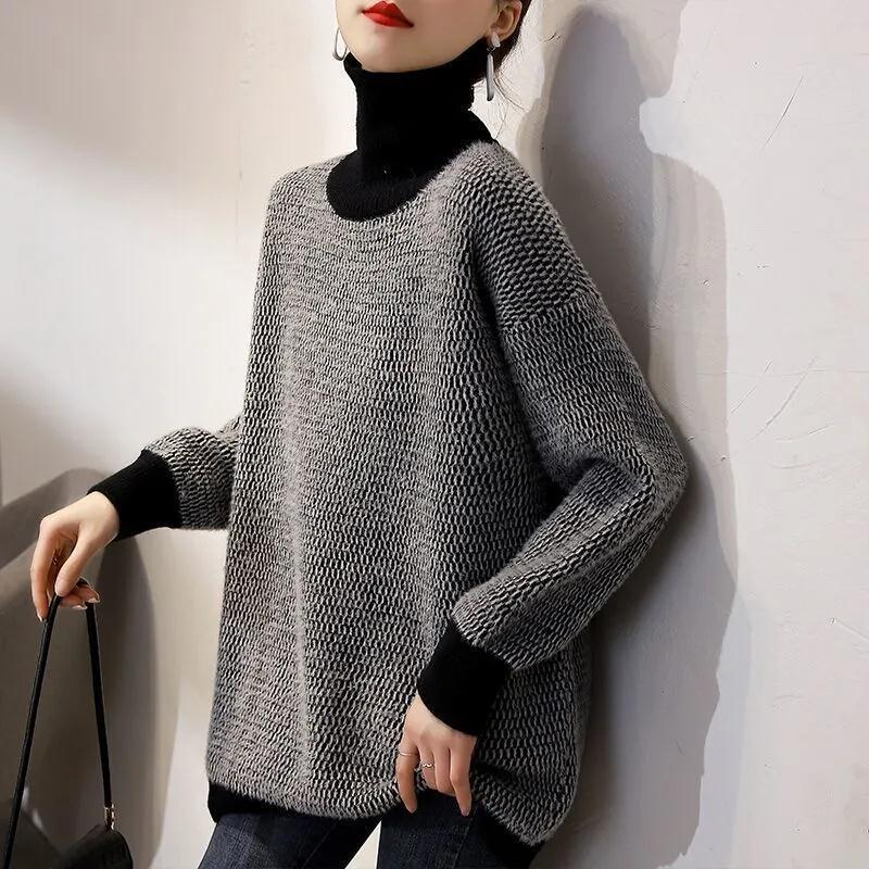 Damski sweter z golfem o kroju oversize