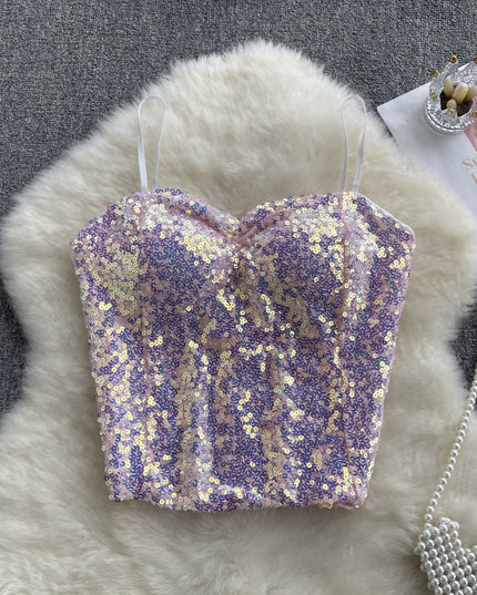 Damski top na ramiączkach z cekinami