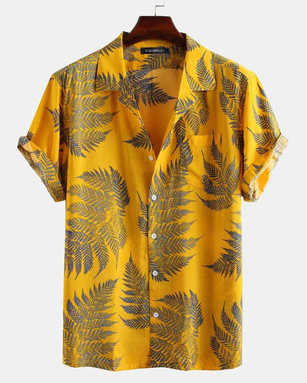 Męska koszula letnia z motywem egzotycznych liści