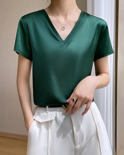 Damski T-shirt z satynowej tkaniny