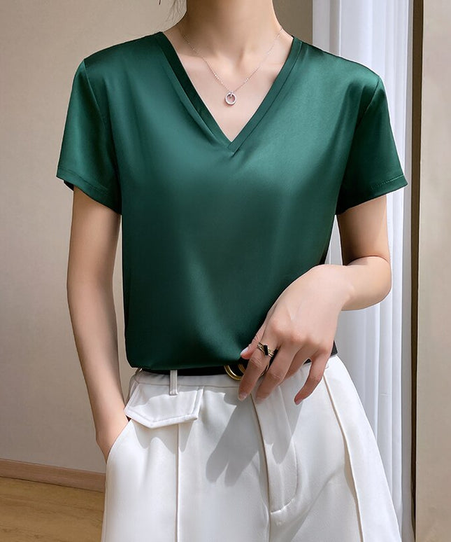 Damski T-shirt z satynowej tkaniny
