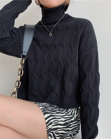 Damski sweter teksturowany z golfem