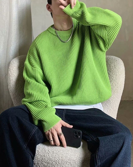 Męski sweter z dekoltem w łódkę o kroju oversize