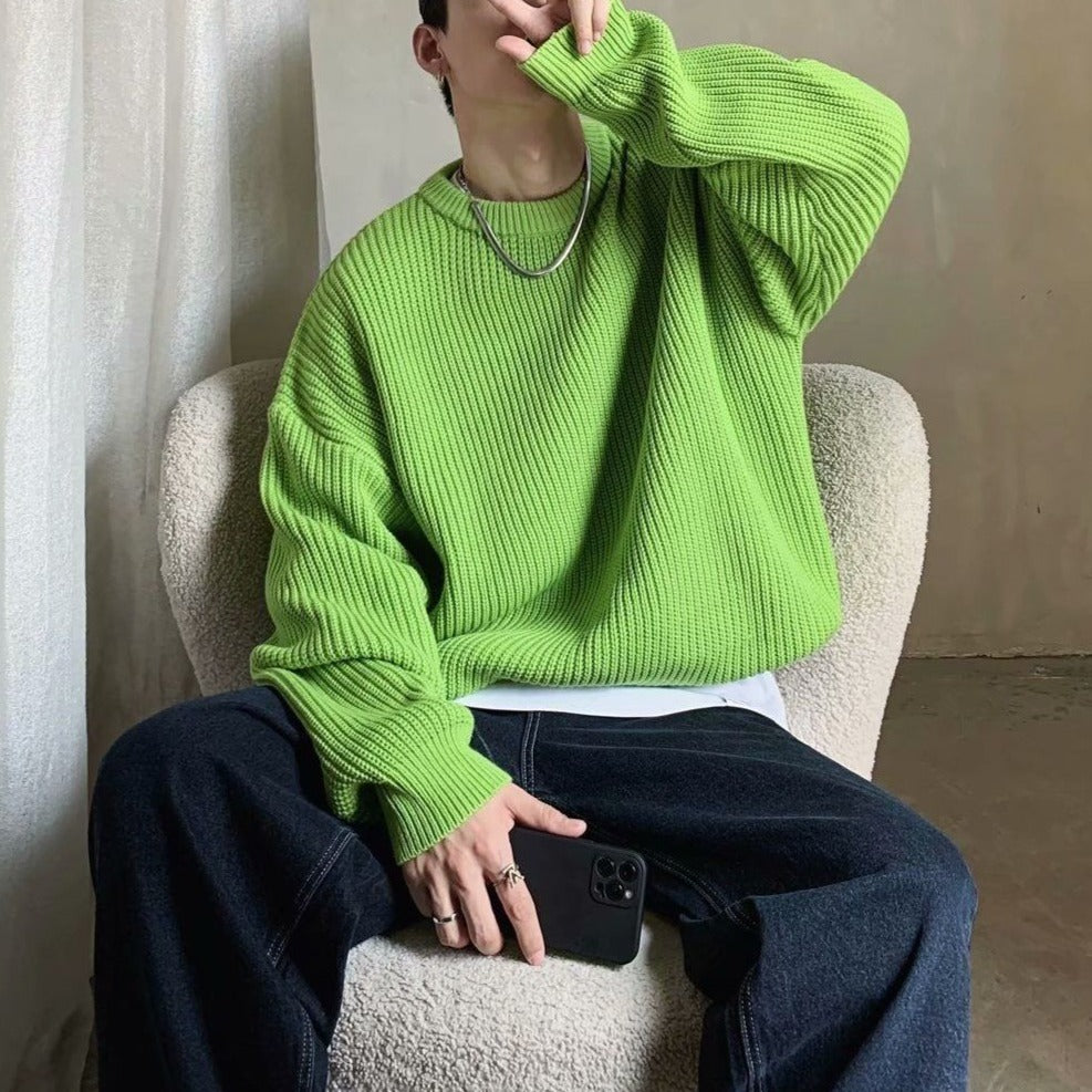 Męski sweter z dekoltem w łódkę o kroju oversize