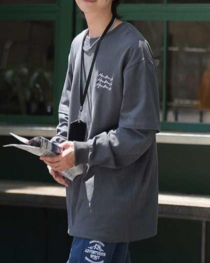 Męska koszulka z długim rękawem dwuczęściowa o luźnym kroju