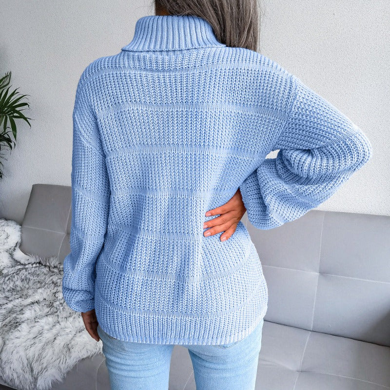 Sweter damski dziergany z golfem