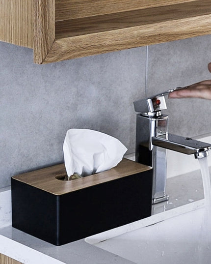 Pudełko na chusteczki drewniane z dodatkową przegródką