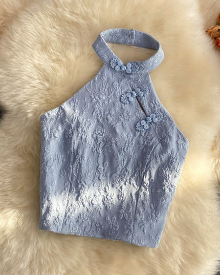 Damski top z fakturą w kwiaty