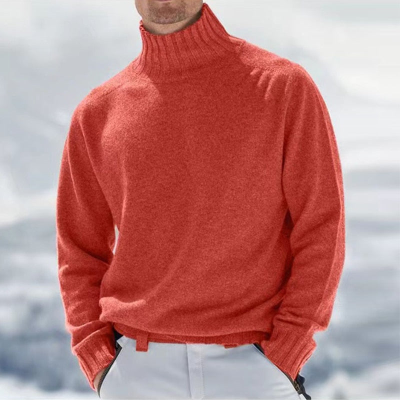 Męski sweter typu golf o prostym kroju