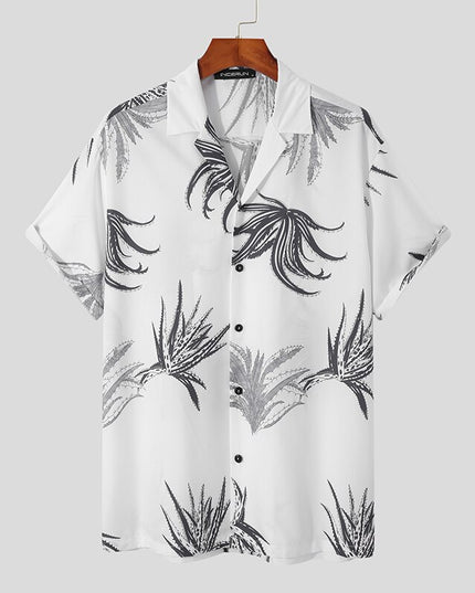 Męska koszula letnia w czarne kwiaty