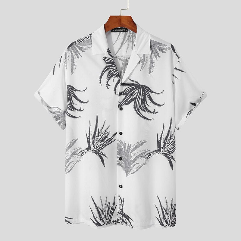 Męska koszula letnia w czarne kwiaty