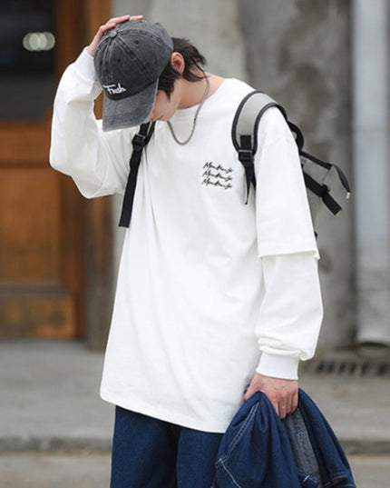 Męska koszulka z długim rękawem dwuczęściowa o luźnym kroju