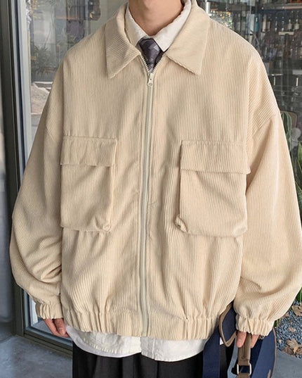 Męska kurtka przejściowa sztruksowa luźna