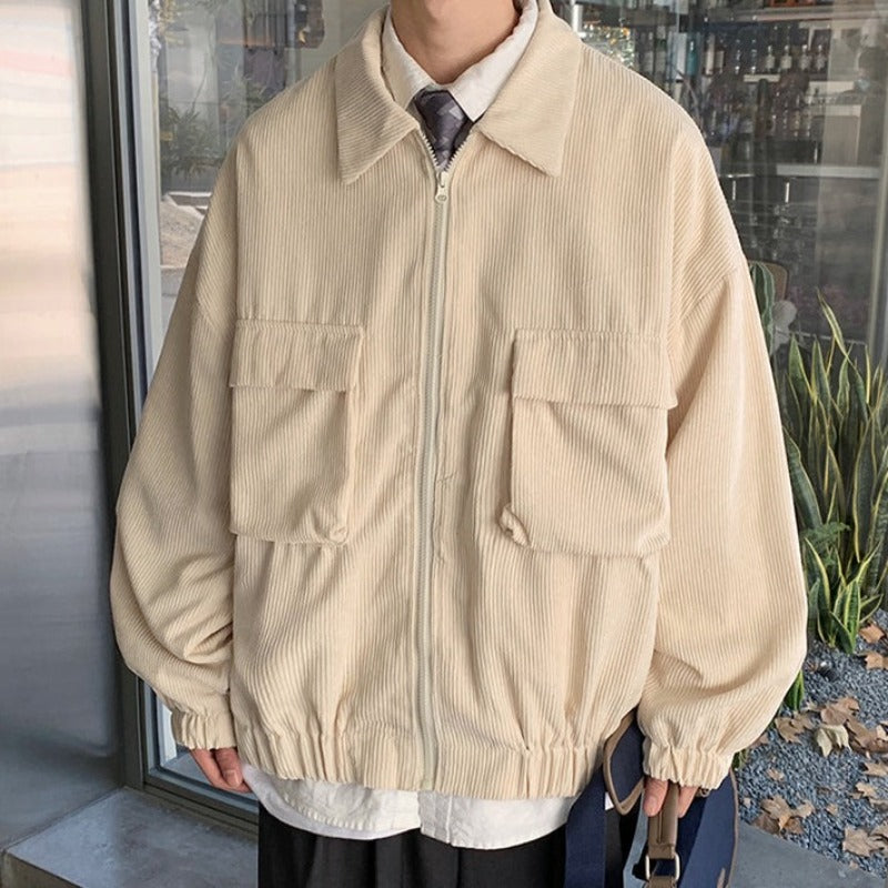 Męska kurtka przejściowa sztruksowa luźna