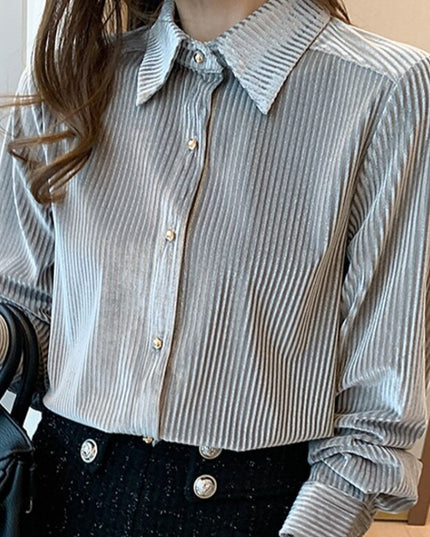 Damska koszula z prążkowanego materiału