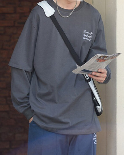 Męska koszulka z długim rękawem dwuczęściowa o luźnym kroju