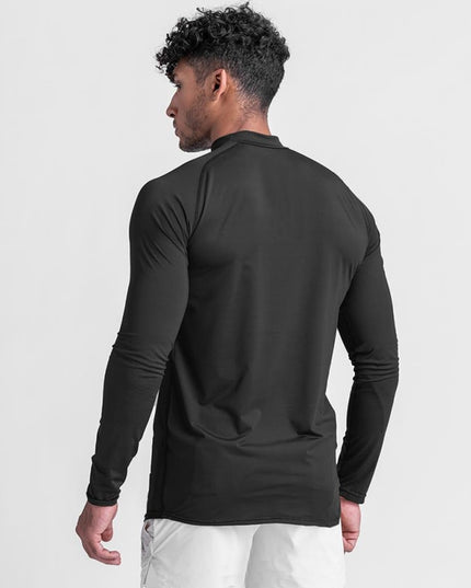Męska koszulka z długim rękawem dopasowana z półgolfem