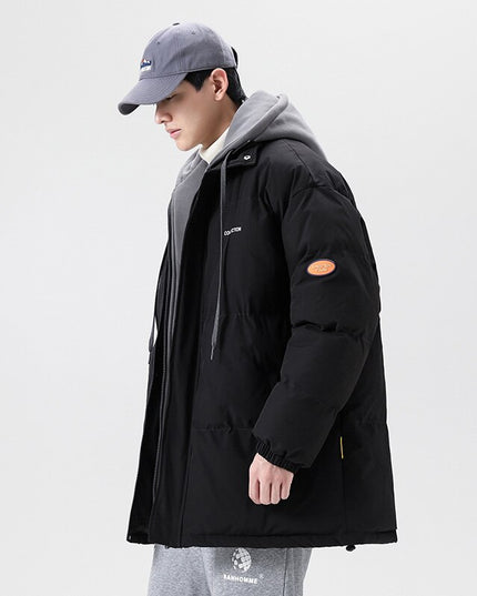 Męska kurtka zimowa ocieplana z dresowym kapturem