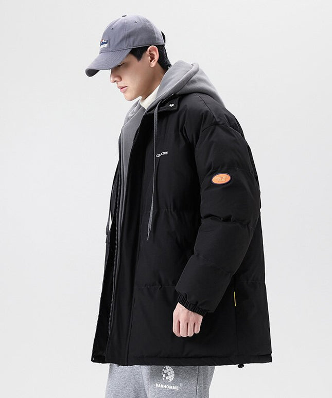 Męska kurtka zimowa ocieplana z dresowym kapturem