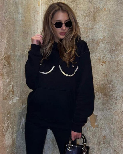 Damska bluza z kapturem i nadrukiem