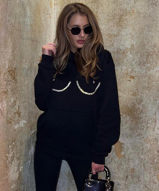 Damska bluza z kapturem i nadrukiem