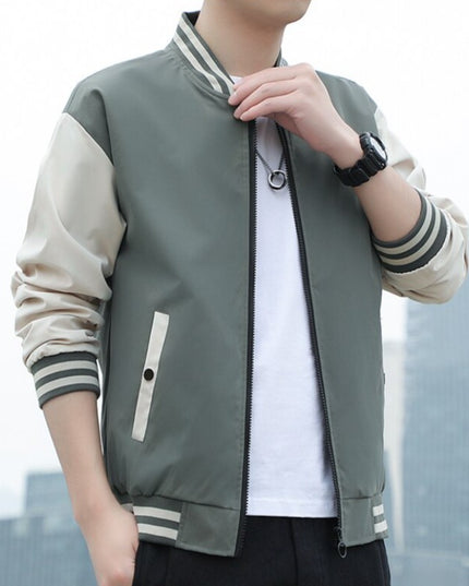 Męska kurtka przejściowa bomberka sportowa z kontrastowymi rękawami