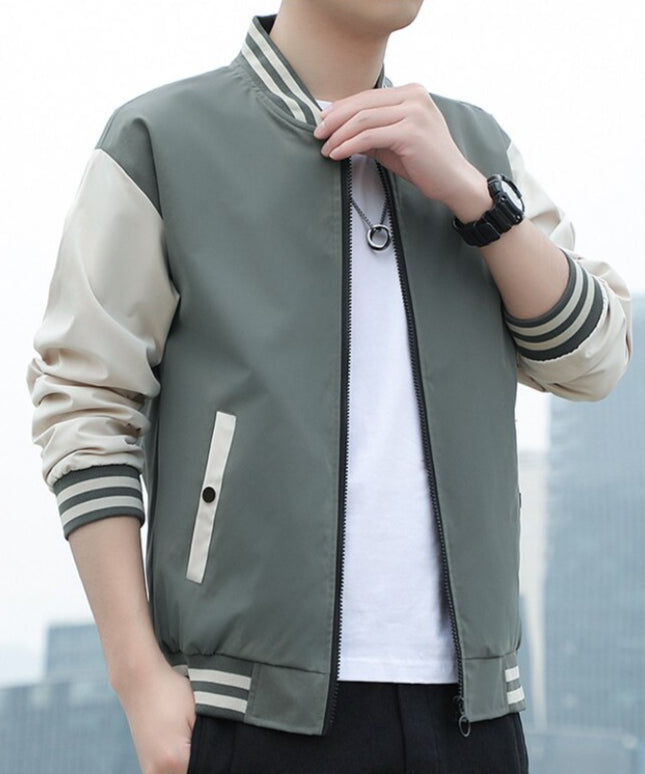 Męska kurtka przejściowa bomberka sportowa z kontrastowymi rękawami