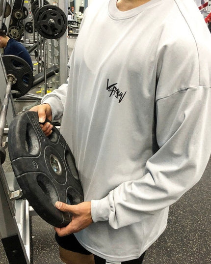 Męska koszulka z długim rękawem sportowa z napisem