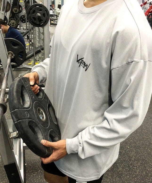 Męska koszulka z długim rękawem sportowa z napisem