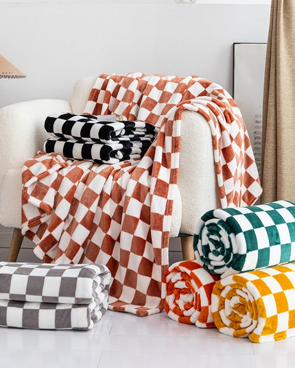 Miękki koc ozdobny w kratkę