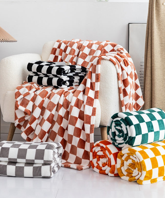 Miękki koc ozdobny w kratkę