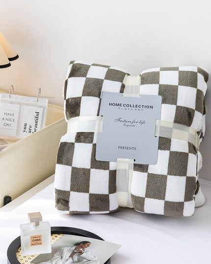 Miękki koc ozdobny w kratkę