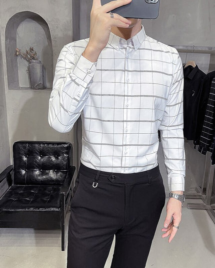 Męska koszula dopasowana w drobną kratkę