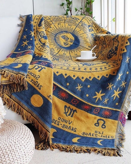 Dwustronny ozdobny pled ze znakami zodiaku