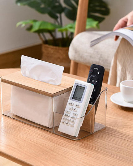 Pudełko na chusteczki przezroczyste z przegródkami organizator