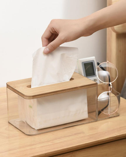 Pudełko na chusteczki przezroczyste z przegródkami organizator