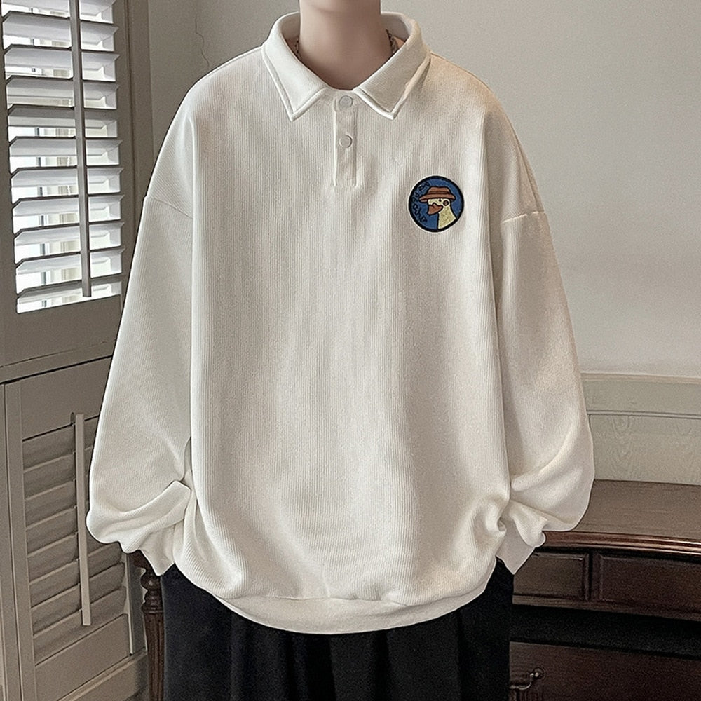 Męska bluza oversize z kołnierzykiem